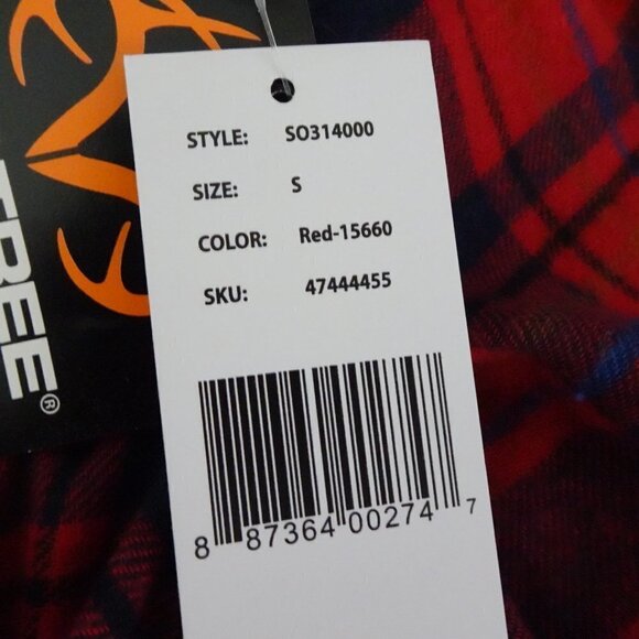 Realtree Flannel Shirt Men's Size S Red Plaid Long Sleeve Button-up - Picture 8 of 9